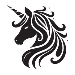 Fototapeta premium Unicorn Face vector silhouette SH