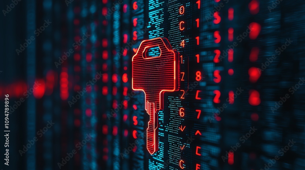 Poster cybersecurity key visual virtual environment digital art high-tech abstract concept for data protect