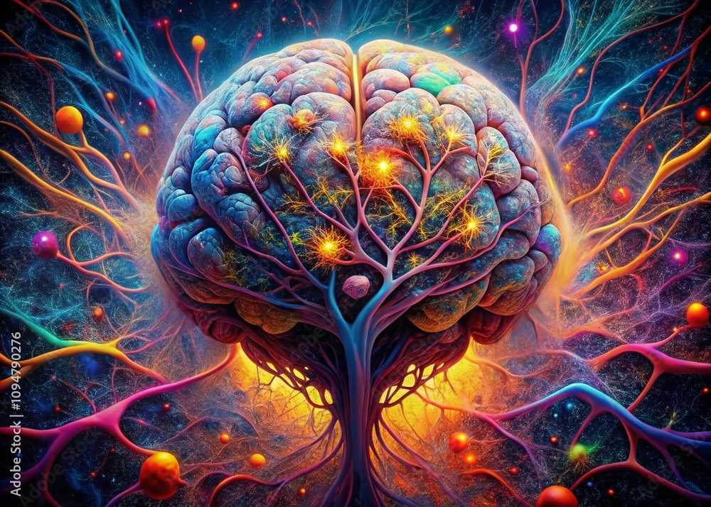Poster a captivating drone photography view inside the brain: exploring neural pathways, synapses, and cogn