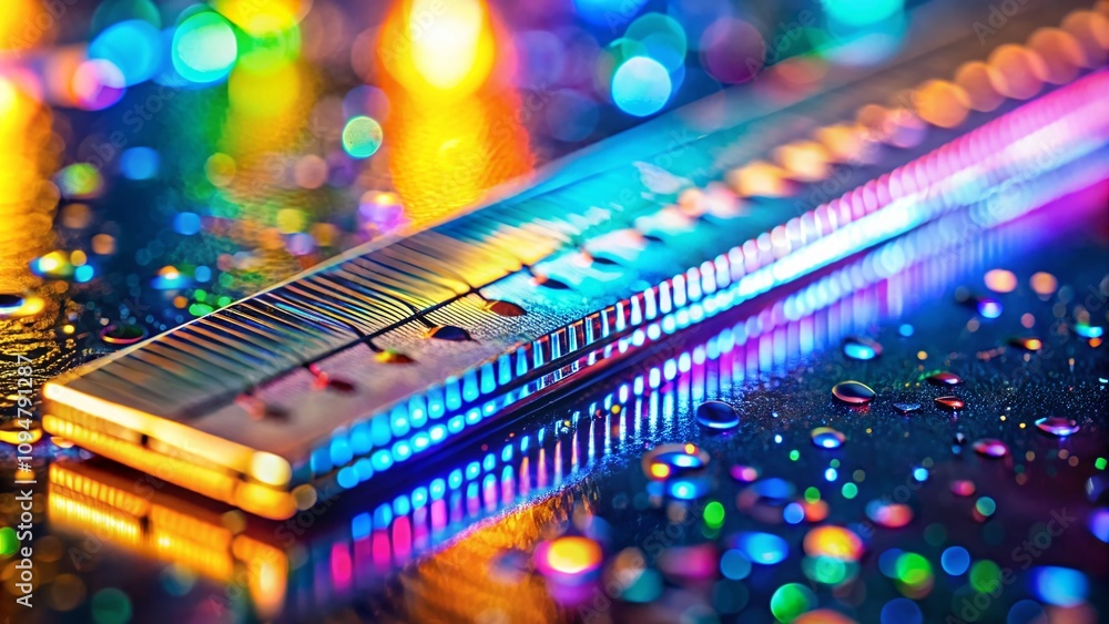 Aufkleber a close-up macro photography of a futuristic ruler with high-tech features, reflective surfaces, and