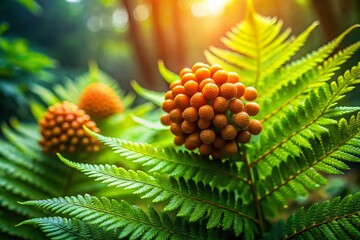 A Close-Up View of Fern Sori on Lush Green Leaves, Capturing the Beauty of Nature in Candid Photography, Showcasing Intricate Details of Plant Life and Natural Patterns