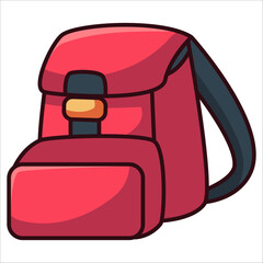 Red backpack on white background