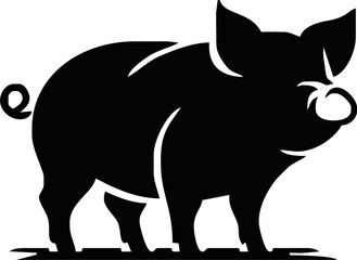 Pig silhouette. Vector illustration of black icon logo pig silhouette isolated on white. Outline shadow shape pork, side view profile.
