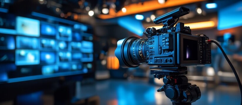 A Professional Video Camera Recording in a Studio Setting