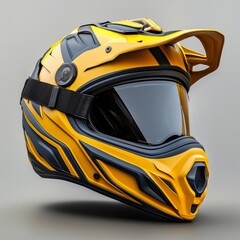 Yellow Motocross Helmet with 3D Graphics Design