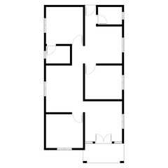 Black and White floor plan of a modern unfurnished house for your design. Suburban house vector blueprint. Architectural background.