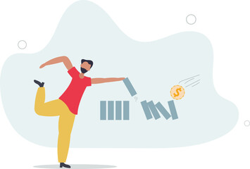 Stop loss or effort to avoid market crash or banking collapse, economic recession, problem prevention, help or rescue concept.flat characters.