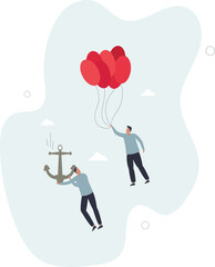 Business ranking up or down, situation for success and failure, growth or losing comparison, risk or challenge concept.flat characters.
