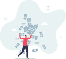 Earn money make profit from investment, savings, income or salary increase, get rich and earn more wealth concept.flat characters.