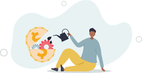 Financial or money liquidity to help economic stimulus, central bank monetary policy to help lubricate economy concept.flat characters.