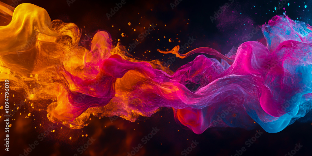 Poster original name(s): colorful abstract background with waves of liquid paint