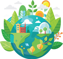 Fototapeta premium Global warming poster with tree on earth