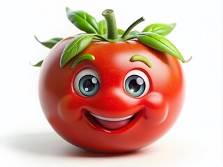 Adorable Cartoon Tomato Character on a Crisp White Background for Creative Projects and Food-Themed Illustrations