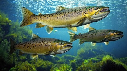 Fototapeta premium Atlantic Salmon: A Worldwide Stock of Healthy and Rich Supply in Natural Habitat