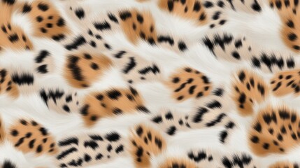 Detailed close-up of a seamless pattern featuring orange and black tiger fur with a soft, fluffy texture, represented in digital art SEAMLESS PATTERN