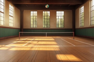 Obraz premium Badminton Court. Active and Fun Game for Holiday Indoor Activities