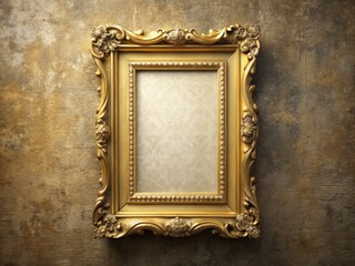 Elegant Vertical Gold Picture Frame Mockup on Wall for Portrait Photography, Showcasing Minimalist Decor, Perfect for Interior Design Inspiration and Art Display Ideas