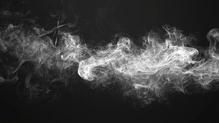 A thin thread of white smoke glides through the air, creating an elegant, fluid, and airy display against a deep and contrasting background.