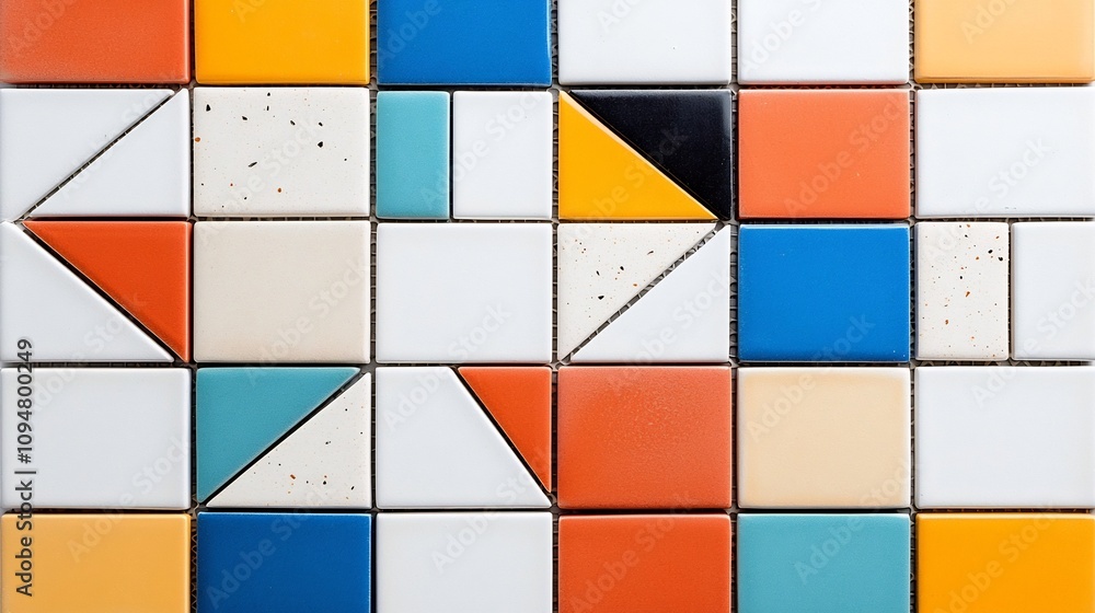Poster intricate mosaic tile pattern in vibrant colors and geometric shapes perfect for creating a bold and