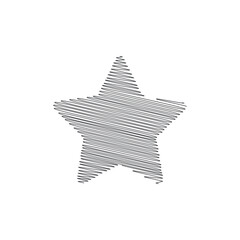 Isolated scribble line shape star for award, Christmas, medal graphic element