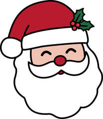 Christmas Santa Claus Head Cartoon Style Flat Stock Vector Illustration.
transparent background.