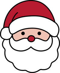 Christmas Santa Claus Head Cartoon Style Flat Stock Vector Illustration.
transparent background.