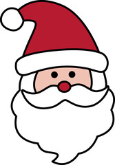 Christmas Santa Claus Head Cartoon Style Flat Stock Vector Illustration.
transparent background.