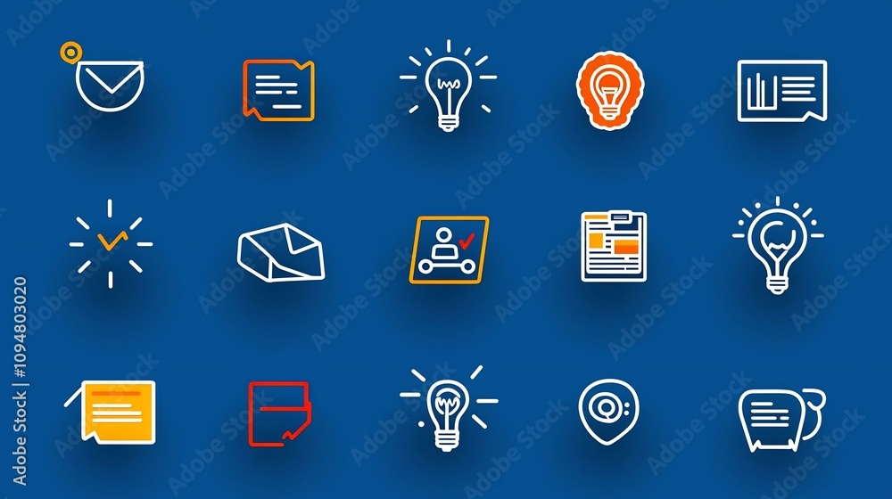 Aufkleber comprehensive set of digital marketing concept featuring a collection of outline icons showcasing ke