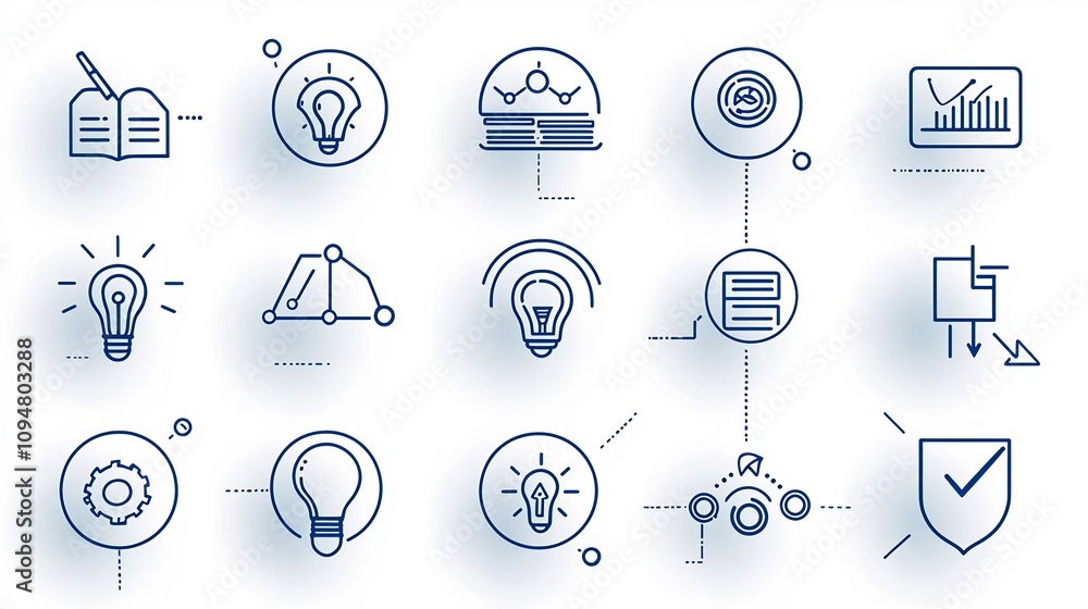 Aufkleber comprehensive set of stylish 15 outline icons dedicated to various digital marketing themes such as 