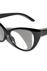 Close Up of Black Eye Glasses on White Background