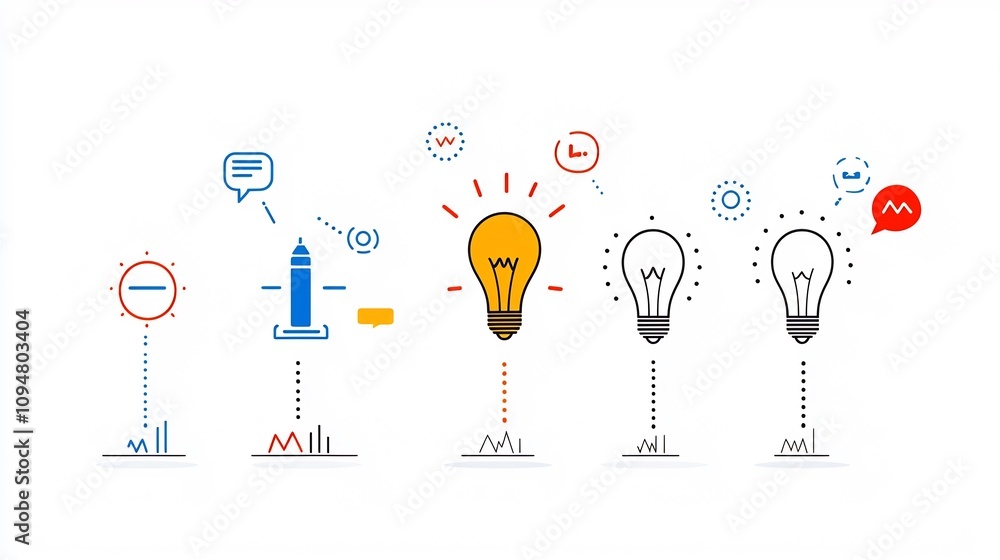 Poster set of 15 minimal icons covering key aspects of digital marketing including success innovation and c