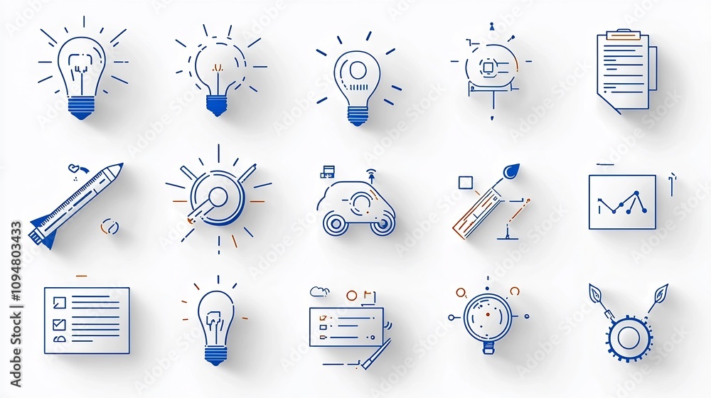 Poster Outline set of 15 digital marketing icons illustrating various business strategies project timelines production processes and achieving goals  Useful for infographics web designs app interfaces