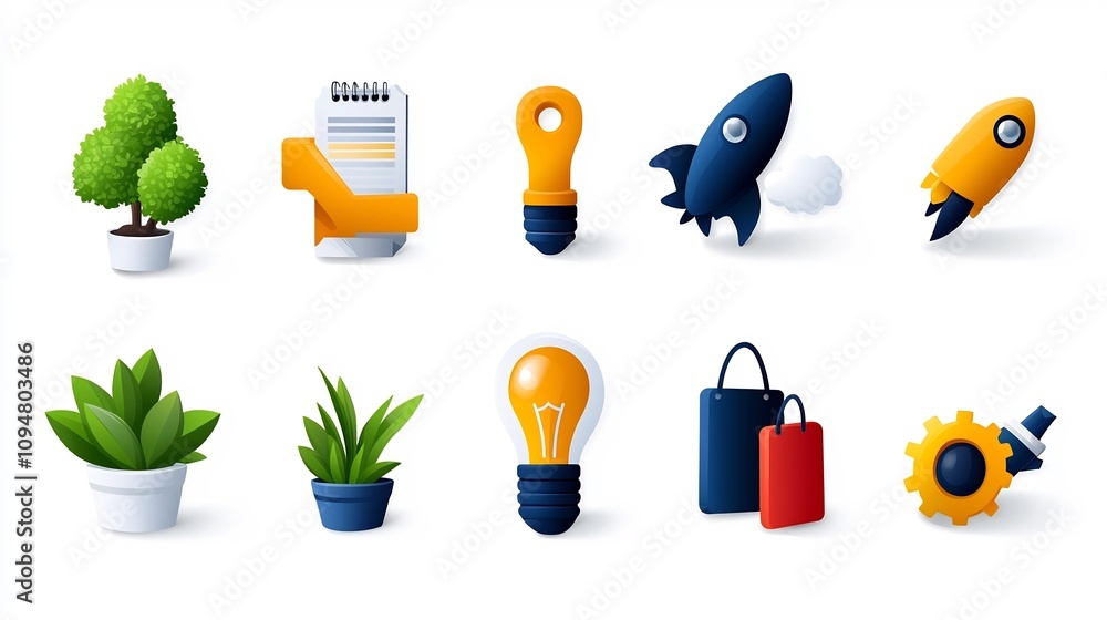 Fototapete Clean and simple icon set of 15 icons designed to illustrate key concepts in digital marketing including workflow target achievement project management and productivity