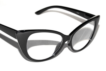 Close Up of Black Eye Glasses on White Background