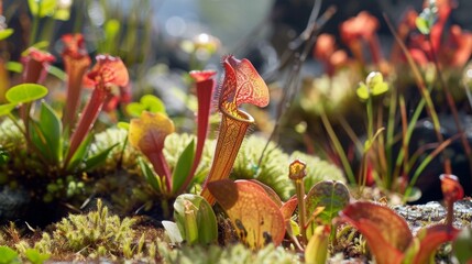Close-Up of Heliamphora Pitcher Plant in Natural Habitat