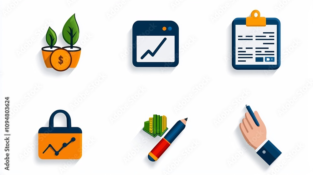 Poster Set of 15 professional outline icon designs related to digital marketing business management and success tracking  Includes icons for process flow analytics strategy SEO data analysis and more