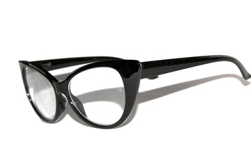 Close Up of Black Eye Glasses on White Background