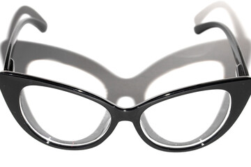 Close Up of Black Eye Glasses on White Background