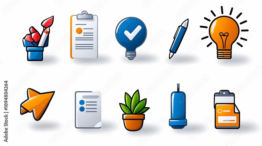 Poster clean black outline set of 15 minimalist digital marketing icons illustrating project planning produ