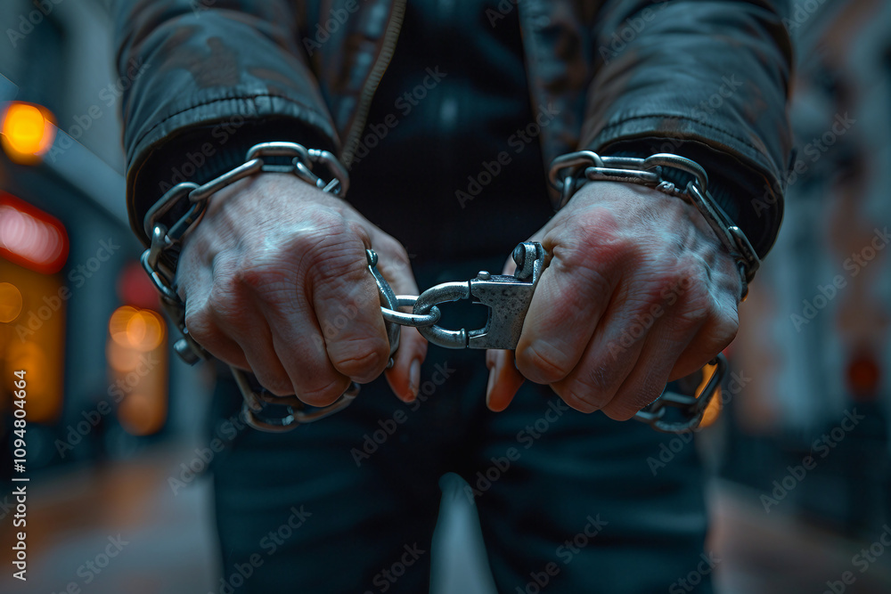 Poster designed with generative ai image of prisoner in a prison