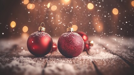 Obraz premium クリスマスと雪とツリー