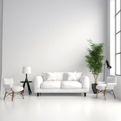 minimalistic white studio setting