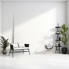 minimalistic white studio setting