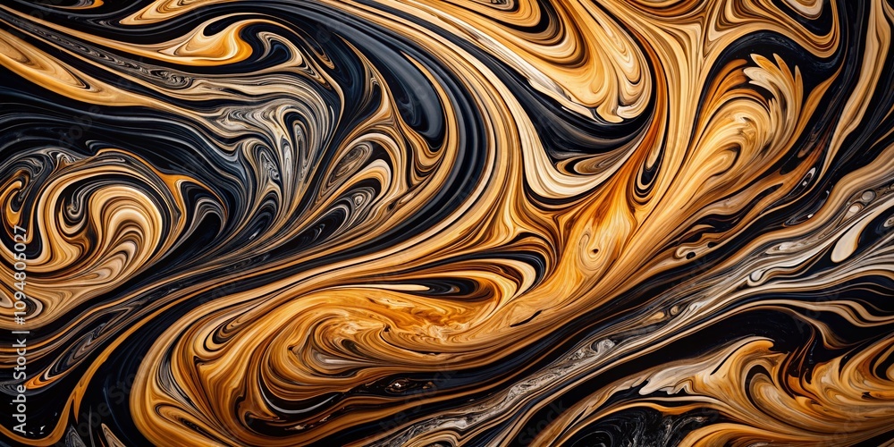 Poster aerial photography of a vibrant abstract background with swirling black and tan patterns for modern 