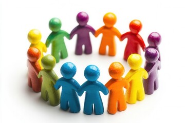 Colorful figures representing unity, diversity, and teamwork in a circle formation.