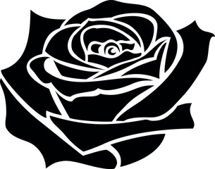 Rose black stencil. Flower tattoo. Ornament element