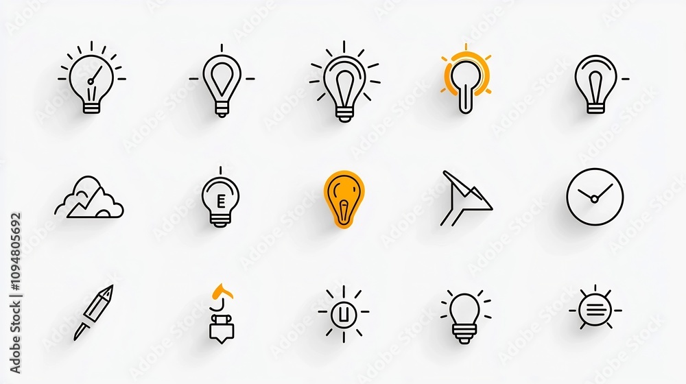 Leinwandbilder contemporary black and white outline icon set with 15 minimalist designs covering project management