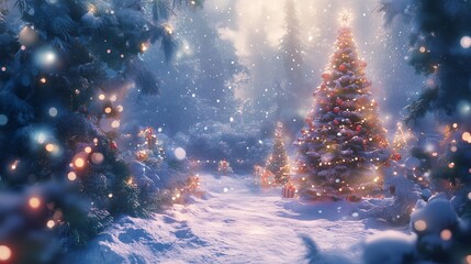 クリスマスと雪とツリー