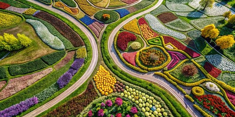 Aerial Photography of Flower Line Drawings: Capturing the Beauty of Floral Designs from Above in a Unique and Artistic Perspective for Nature and Art Enthusiasts