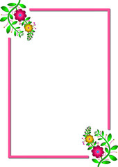 Obraz premium pink border frame with flowers and leaf